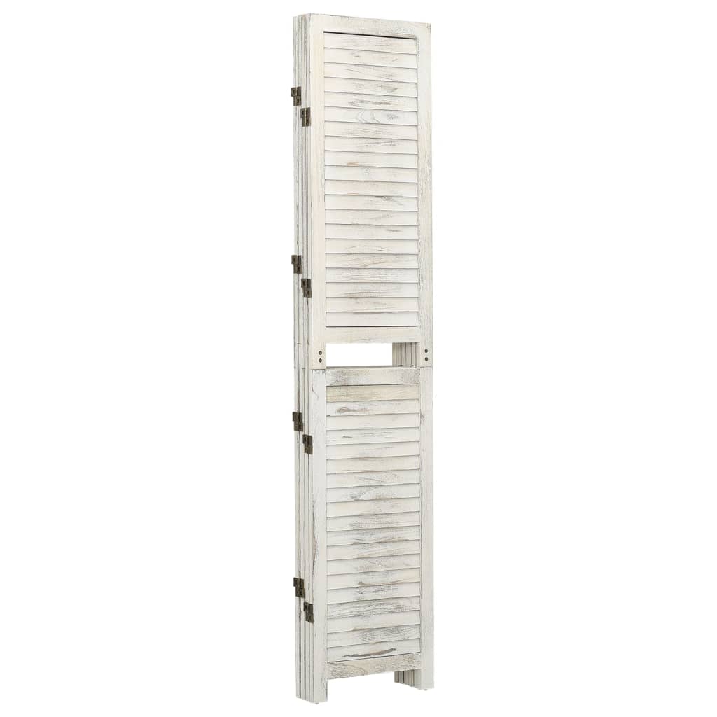 4-Paneel Raumteiler Antik-Weiß 140x165 cm Holz