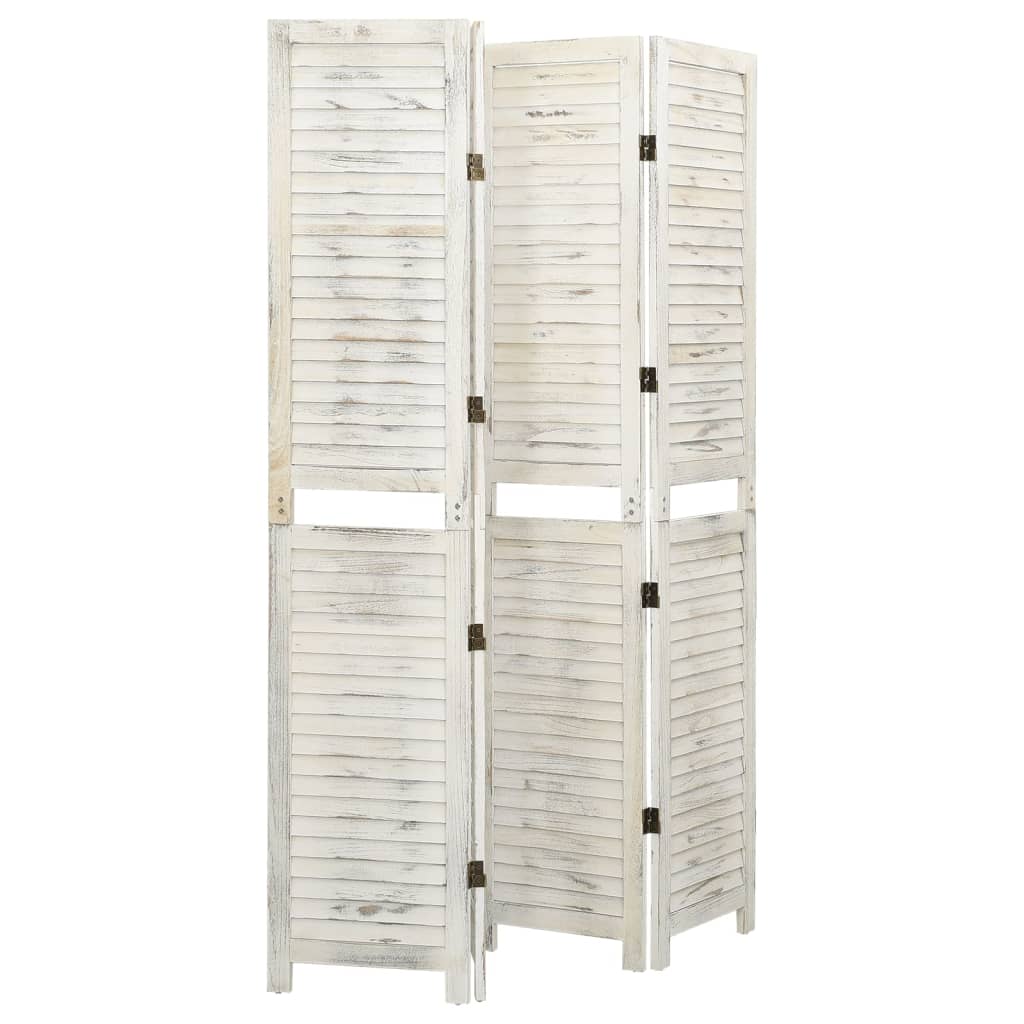4-Paneel Raumteiler Antik-Weiß 140x165 cm Holz