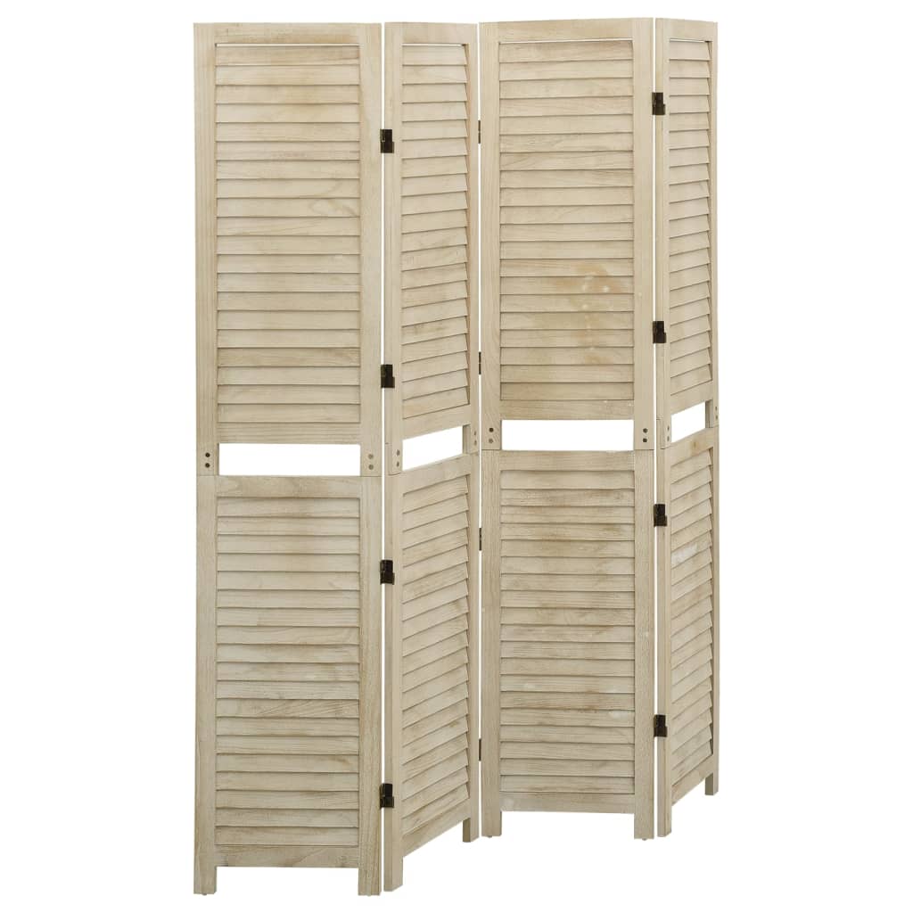4-tlg. Paravent 140x165 cm Massivholz Paulownia