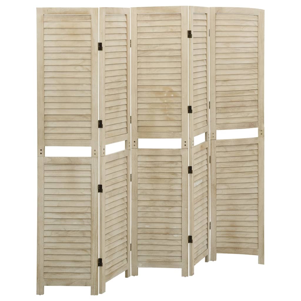5-tlg. Paravent 175x165 cm Massivholz Paulownia