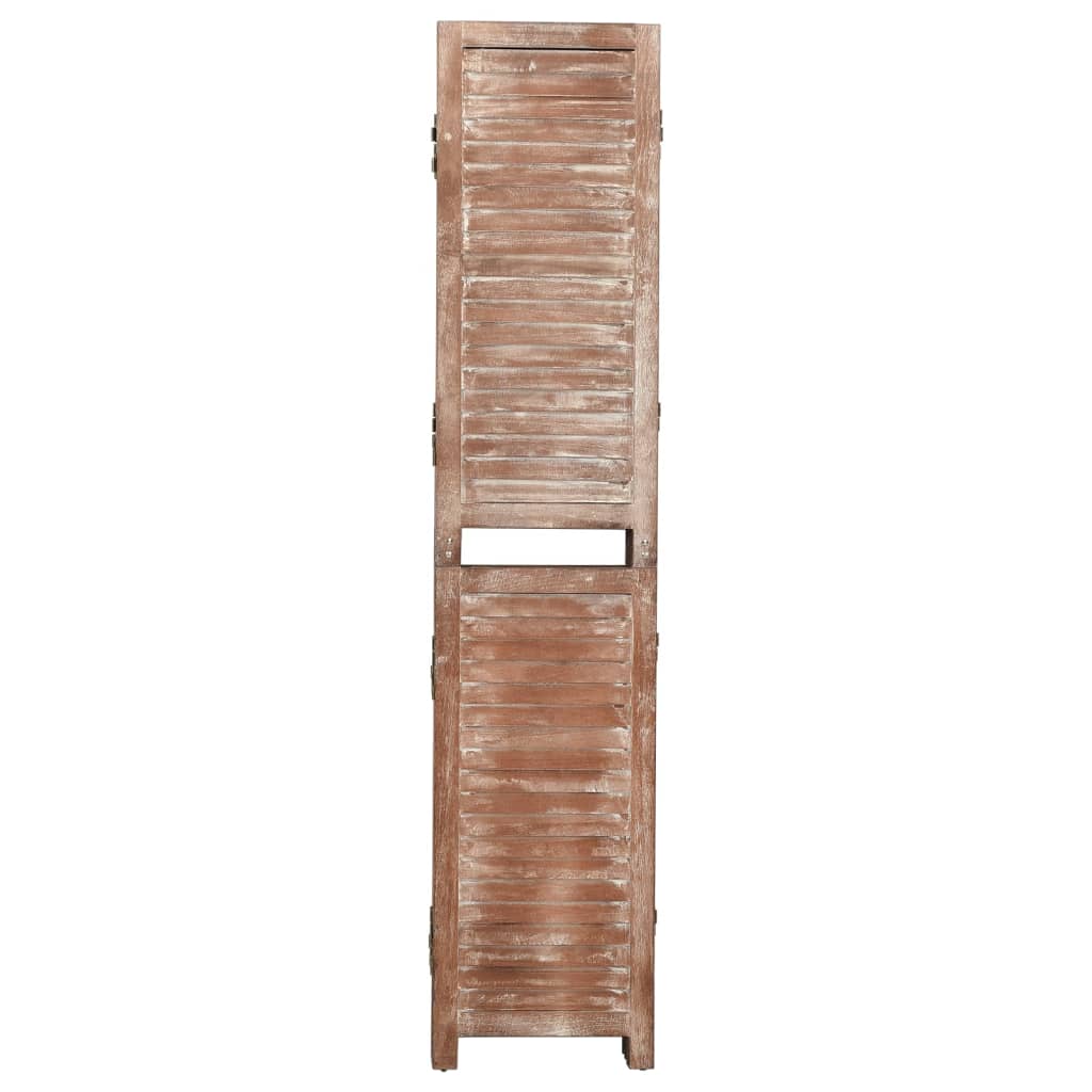 6-tlg. Paravent Braun 210x165 cm Massivholz Paulownia