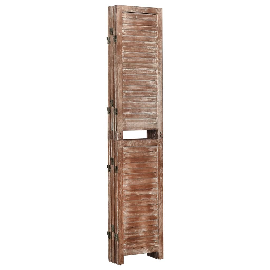 6-tlg. Paravent Braun 210x165 cm Massivholz Paulownia