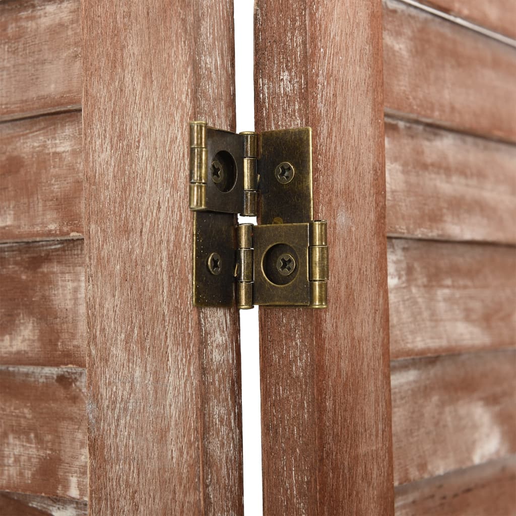 6-tlg. Paravent Braun 210x165 cm Massivholz Paulownia