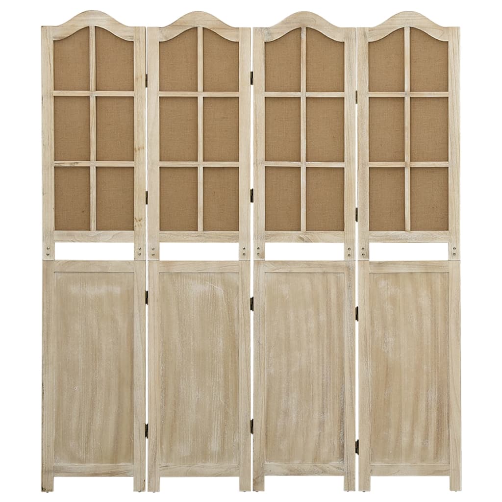 4-tlg. Paravent Braun 140x165 cm Stoff