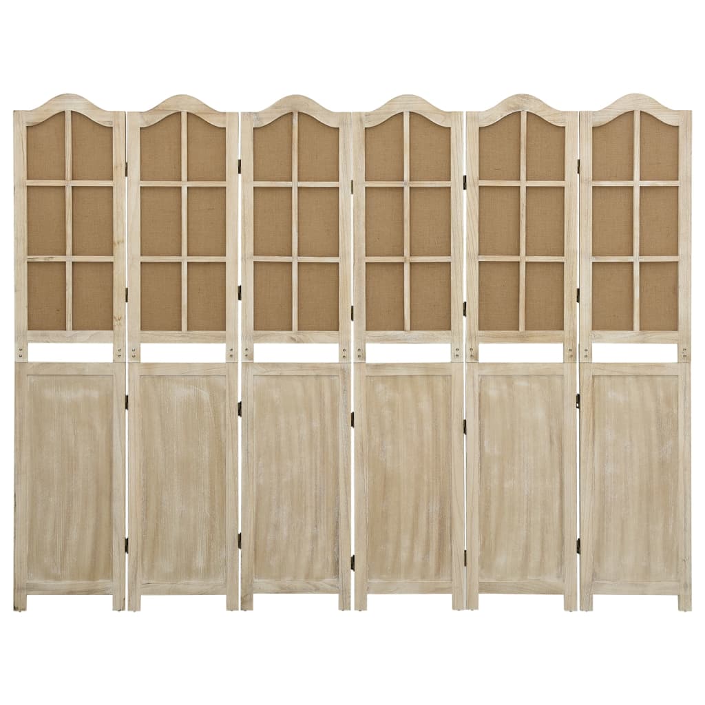 6-tlg. Paravent Braun 214x165 cm Stoff