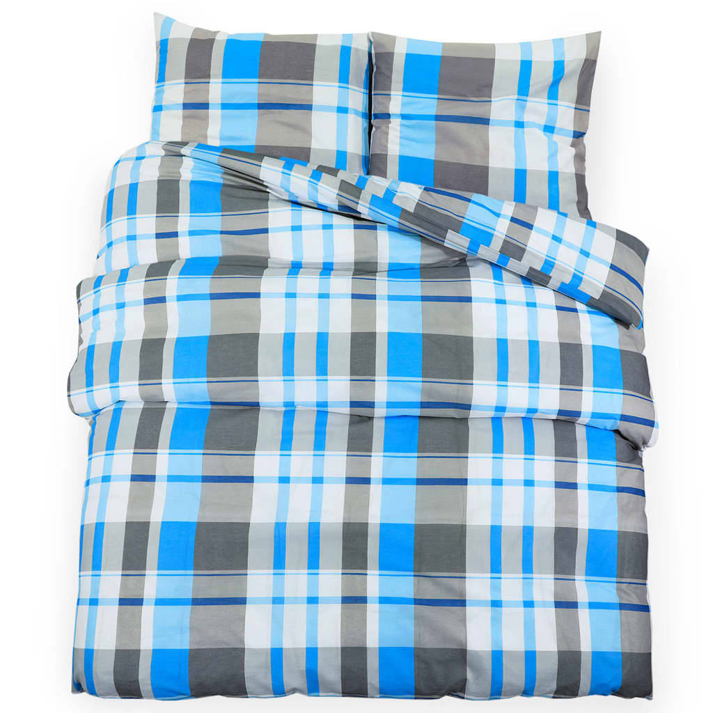 Bettwäsche-Set Blau und Grau 155x220 cm Baumwolle