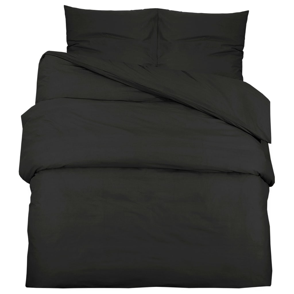Bettwäsche-Set Schwarz 225x220 cm Baumwolle