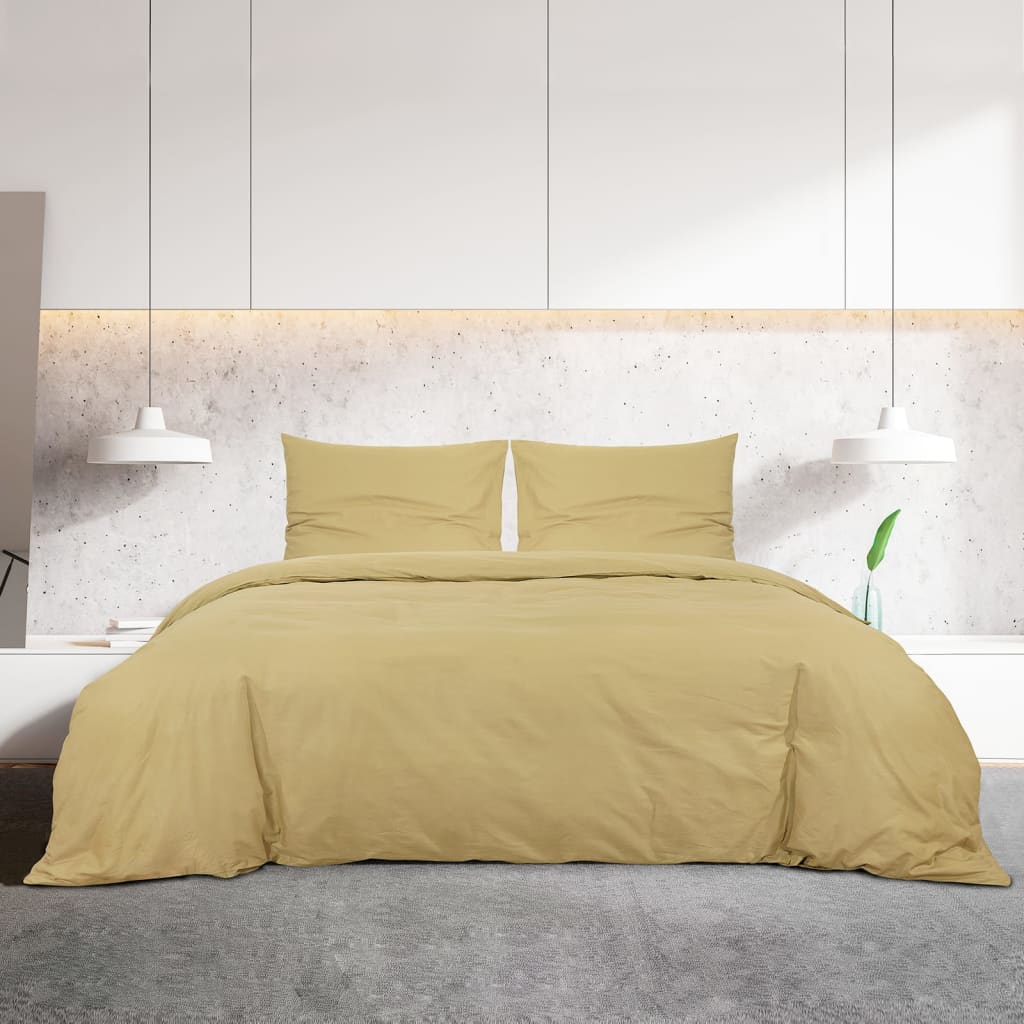 Bettwäsche-Set Taupe 200x220 cm Baumwolle