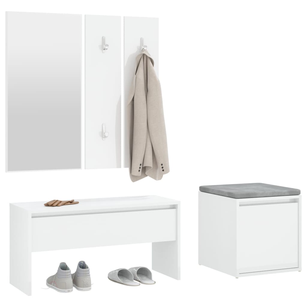 Flurmöbel-Set Hochglanz-Weiß Holzwerkstoff