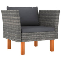 Thumbnail for 7-tlg. Garten-Lounge-Set Poly Rattan und Eukalyptusholz Grau