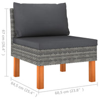 Thumbnail for 7-tlg. Garten-Lounge-Set Poly Rattan und Eukalyptusholz Grau