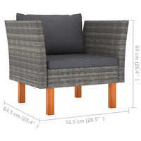 Thumbnail for 7-tlg. Garten-Lounge-Set Poly Rattan und Eukalyptusholz Grau