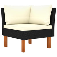 Thumbnail for 9-tlg. Garten-Lounge-Set Poly Rattan Eukalyptusholz Schwarz