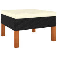 Thumbnail for 9-tlg. Garten-Lounge-Set Poly Rattan Eukalyptusholz Schwarz