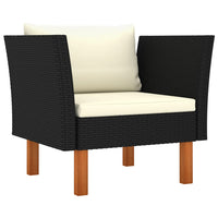 Thumbnail for 9-tlg. Garten-Lounge-Set Poly Rattan Eukalyptusholz Schwarz