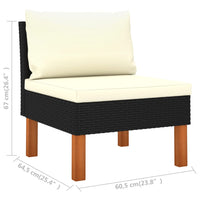 Thumbnail for 9-tlg. Garten-Lounge-Set Poly Rattan Eukalyptusholz Schwarz