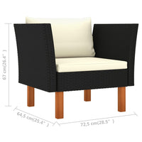 Thumbnail for 9-tlg. Garten-Lounge-Set Poly Rattan Eukalyptusholz Schwarz