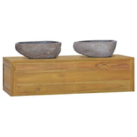 Thumbnail for Wand-Badschrank 110x45x30 cm Teak Massivholz