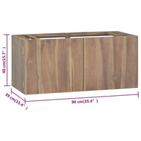 Thumbnail for Wand-Badschrank 90x39x40 cm Massivholz Teak