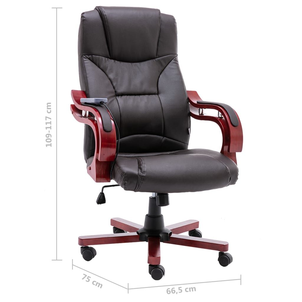 Massage-Bürostuhl Braun Echtleder