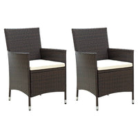 Thumbnail for Gartenstühle mit Sitzpolster 2 Stk. Poly Rattan Braun