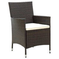 Thumbnail for Gartenstühle mit Sitzpolster 2 Stk. Poly Rattan Braun