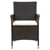 Thumbnail for Gartenstühle mit Sitzpolster 2 Stk. Poly Rattan Braun