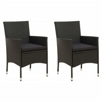 Thumbnail for Gartenstühle mit Sitzpolster 2 Stk. Poly Rattan Schwarz