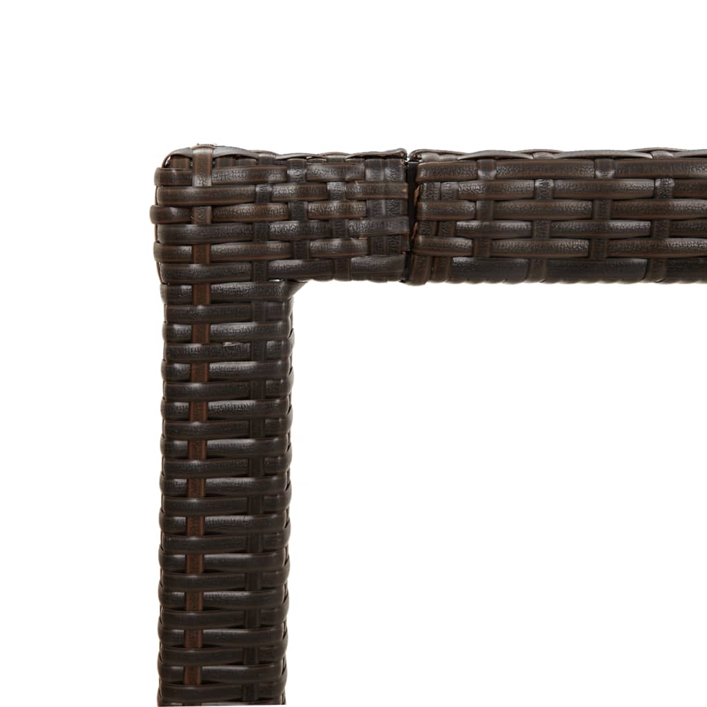 Gartentisch 90x90x75 cm Gehärtetes Glas Poly Rattan Braun