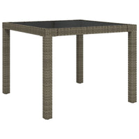 Thumbnail for Gartentisch 90x90x75 cm Gehärtetes Glas Poly Rattan Grau
