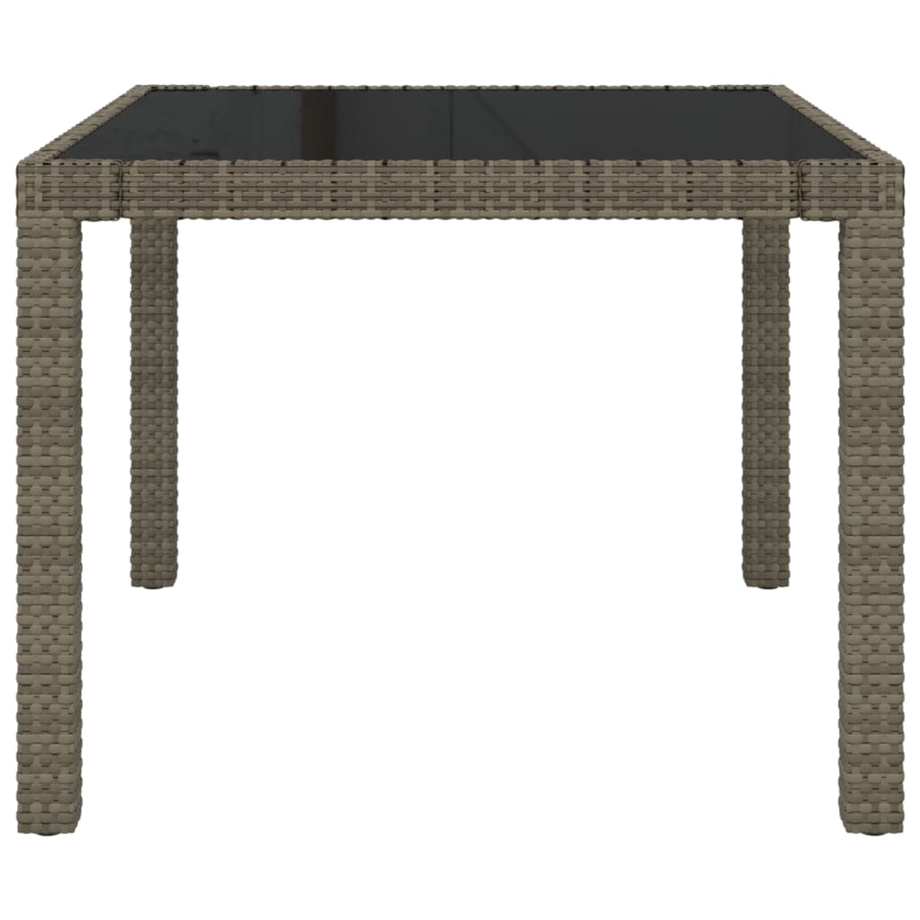 Gartentisch 90x90x75 cm Gehärtetes Glas Poly Rattan Grau