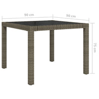 Thumbnail for Gartentisch 90x90x75 cm Gehärtetes Glas Poly Rattan Grau