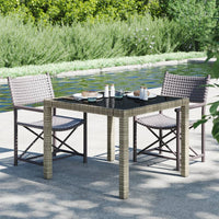 Thumbnail for Gartentisch 90x90x75 cm Gehärtetes Glas Poly Rattan Grau