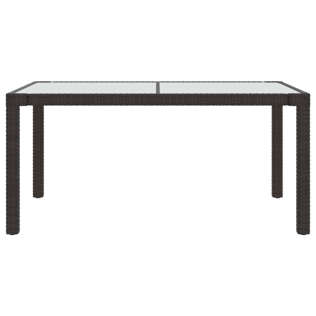 Gartentisch 150x90x75 cm Gehärtetes Glas Poly Rattan Braun
