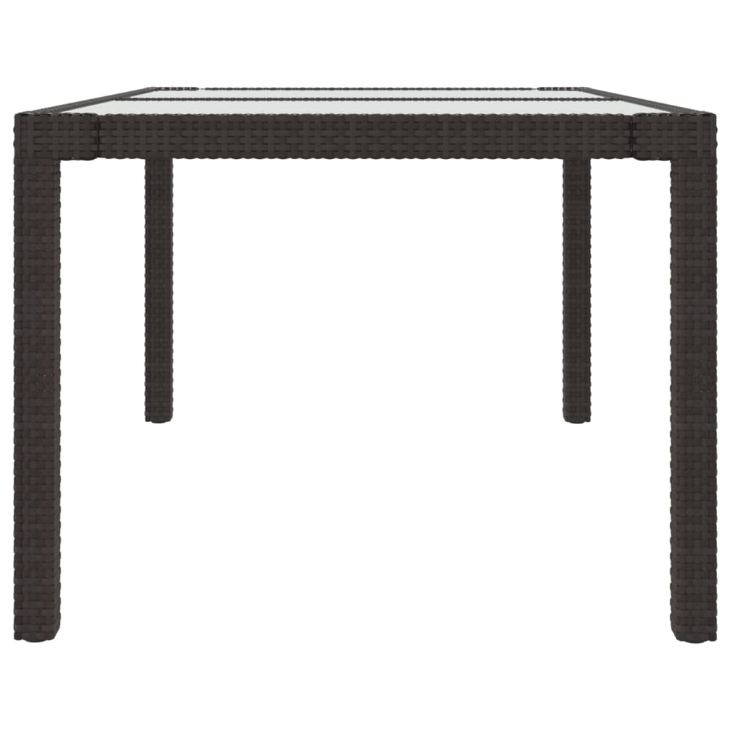Gartentisch 150x90x75 cm Gehärtetes Glas Poly Rattan Braun