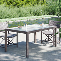 Thumbnail for Gartentisch 150x90x75 cm Gehärtetes Glas Poly Rattan Braun