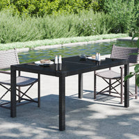 Thumbnail for Gartentisch 150x90x75 cm Gehärtetes Glas Poly Rattan Schwarz