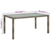 Thumbnail for Gartentisch 150x90x75 cm Hartglas und Poly Rattan Grau