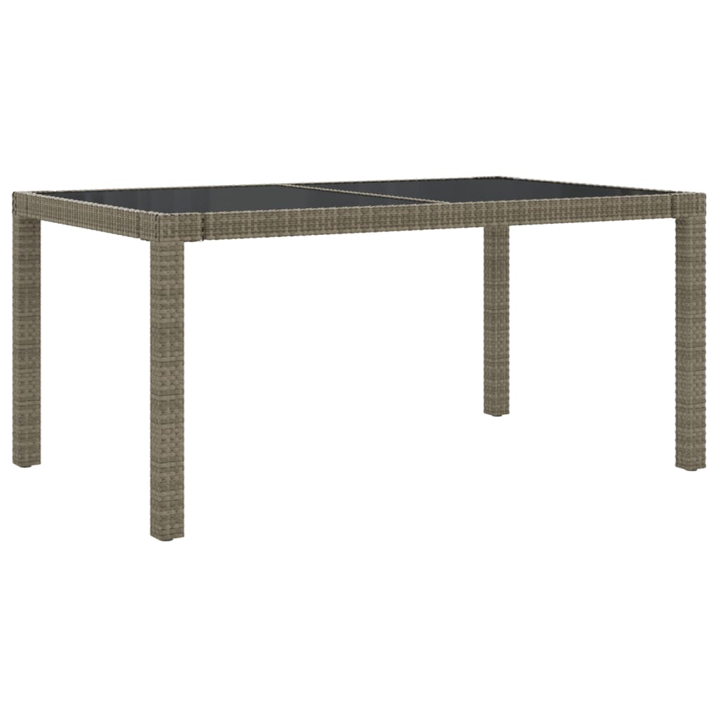 Gartentisch 150x90x75 cm Hartglas und Poly Rattan Grau