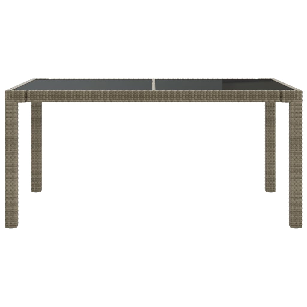 Gartentisch 150x90x75 cm Hartglas und Poly Rattan Grau