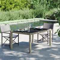Thumbnail for Gartentisch 150x90x75 cm Hartglas und Poly Rattan Grau