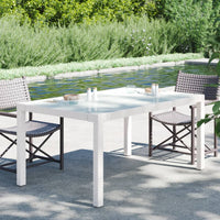 Thumbnail for Gartentisch 150x90x75 cm Gehärtetes Glas Poly Rattan Weiß