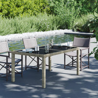 Thumbnail for Gartentisch 150x90x75 cm Gehärtetes Glas Poly Rattan Beige
