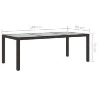Thumbnail for Gartentisch Braun 190x90x75 cm Gehärtetes Glas und Poly Rattan