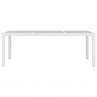 Thumbnail for Gartentisch Weiß 190x90x75 cm Hartglas und Poly Rattan