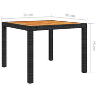Thumbnail for Gartentisch 90x90x75 cm Poly Rattan und Akazienholz Schwarz