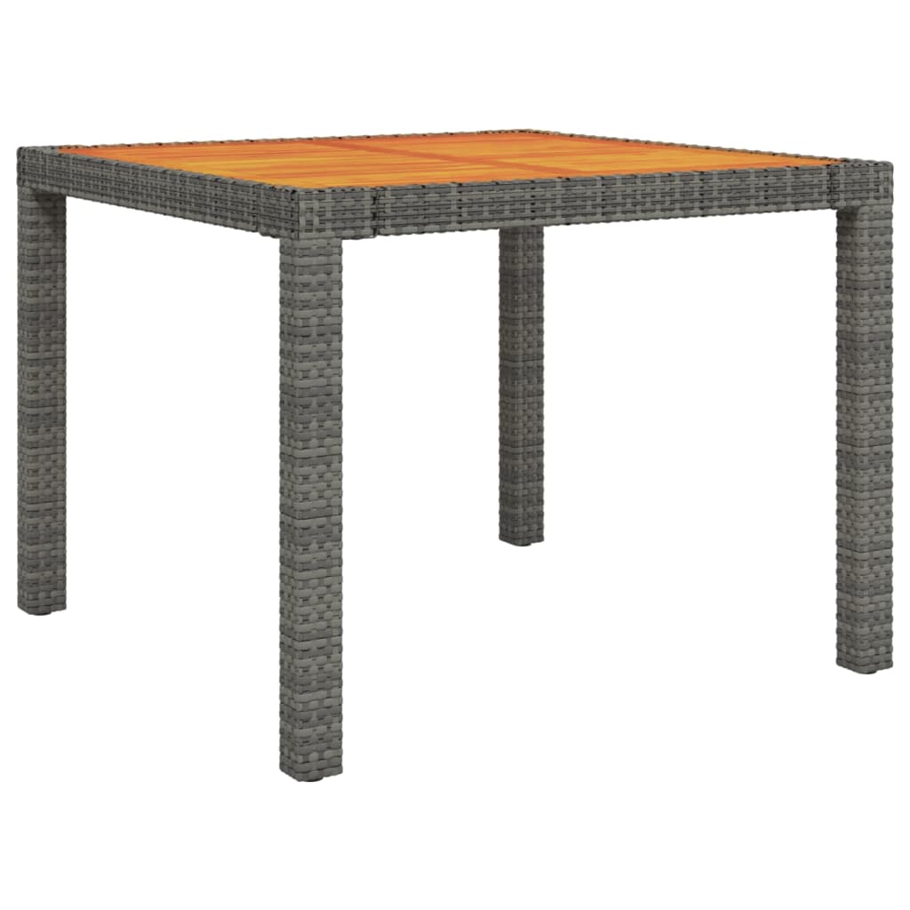 Gartentisch 90x90x75 cm Poly Rattan und Akazienholz Grau