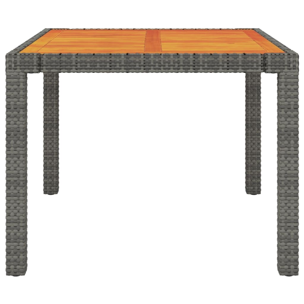 Gartentisch 90x90x75 cm Poly Rattan und Akazienholz Grau