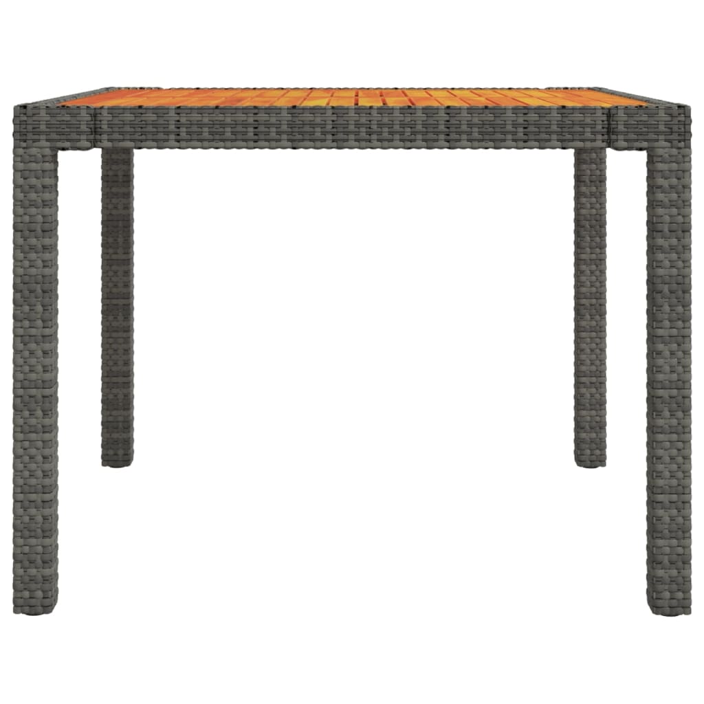 Gartentisch 90x90x75 cm Poly Rattan und Akazienholz Grau