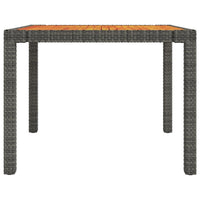 Thumbnail for Gartentisch 90x90x75 cm Poly Rattan und Akazienholz Grau